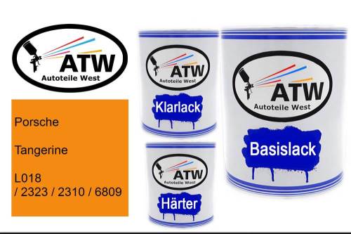 Porsche, Tangerine, L018 / 2323 / 2310 / 6809: 1L Lackdose + 1L Klarlack + 500ml Härter - Set, von ATW Autoteile West.